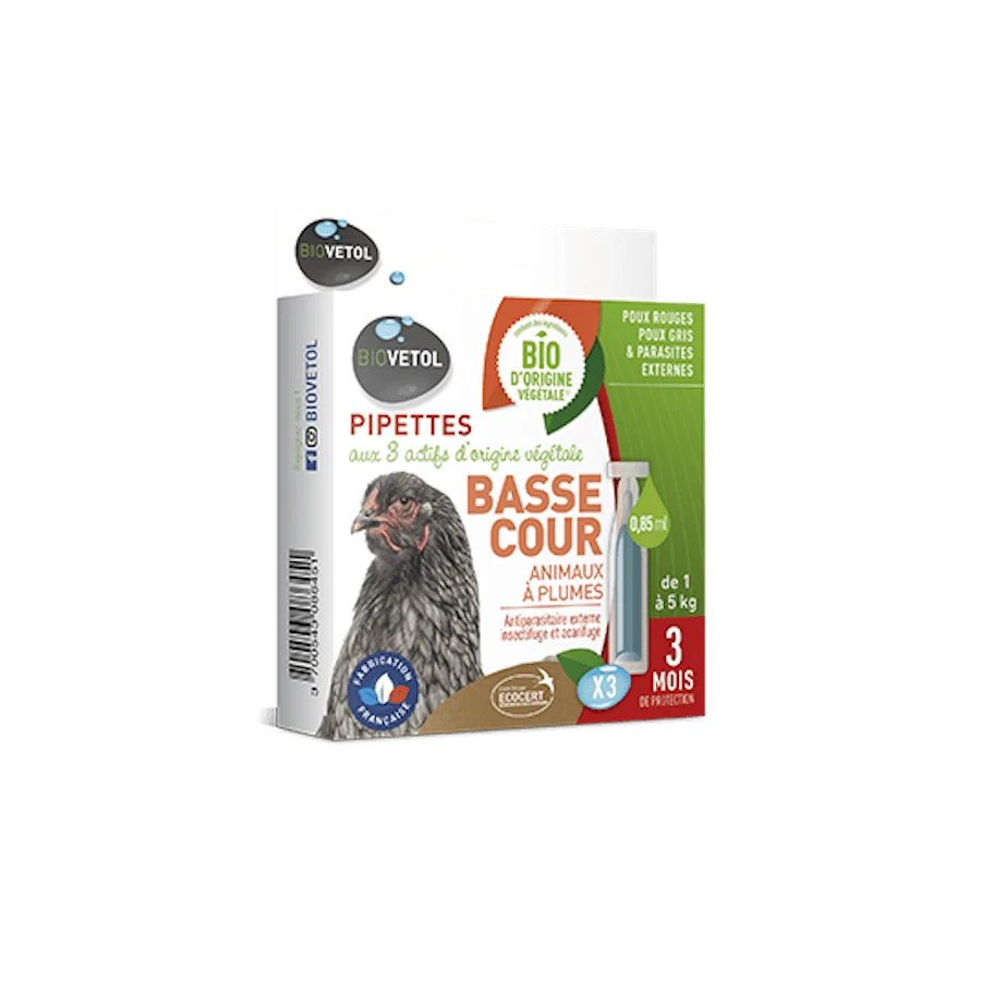 Biovetol Pipettes Antiparasitaires Basse-cour 3 X 0,85 Ml